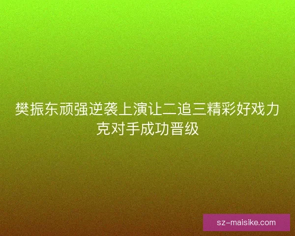 樊振东顽强逆袭上演让二追三精彩好戏力克对手成功晋级